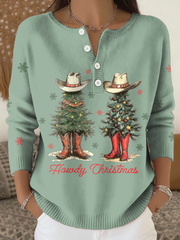 Women's Funny Christmas Santa Art Printed Tops