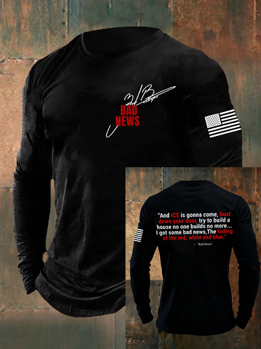 Men's The Fading of the Red White and Blue Printed long sleeve T-shirt