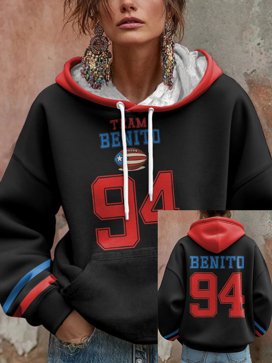 Women's Bunny Football Music Lover Printed Hoodie