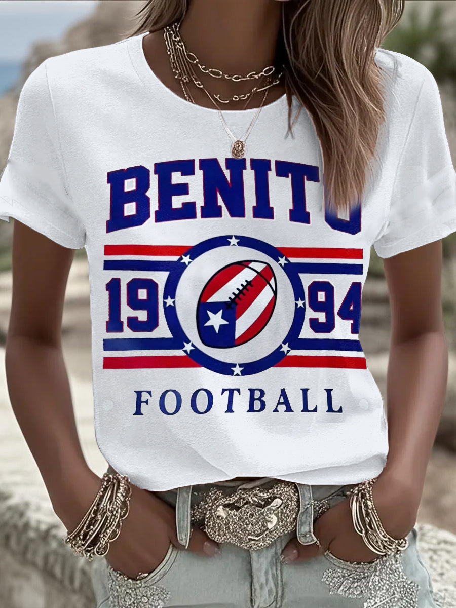 Women's Bunny Football Music Lover Printed T-shirt