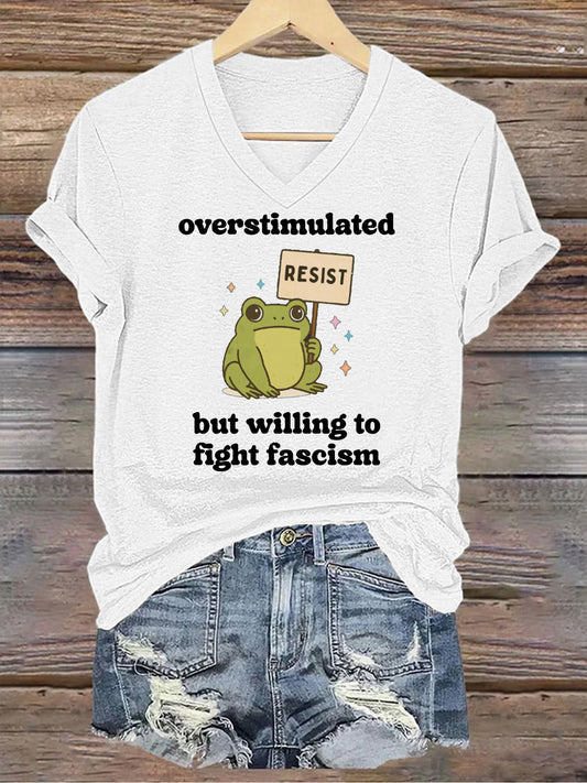 Women's Retro Resist Frog Printed T-shirt