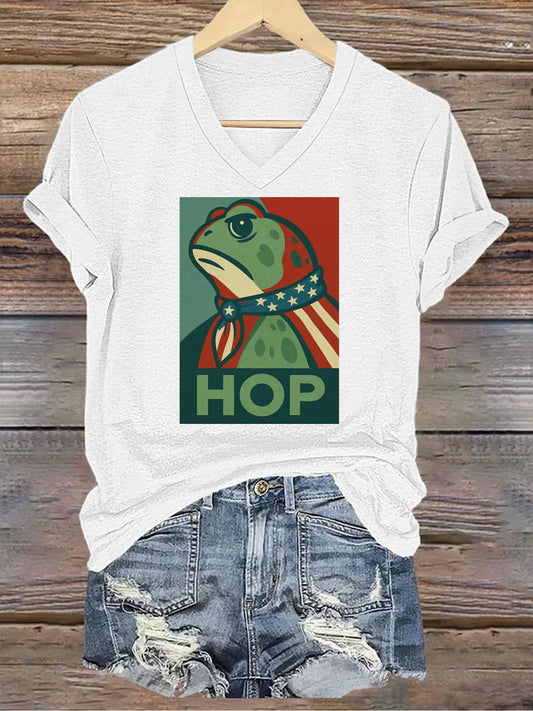 Women's Retro Resist Frog Printed T-shirt