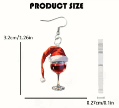 Women's Christmas Red Wine Glass Earings