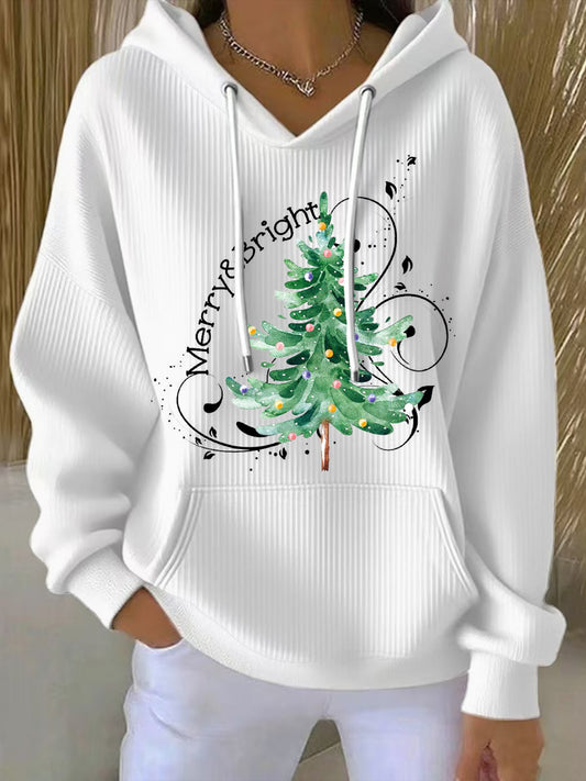 Women's Christmas Tree Print Casual Hoodie