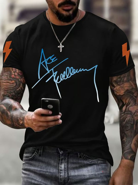 Men's Rock Music Print short-sleeved T-shirt