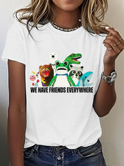 Women's 8647 FDT Funny Frog Printed T-Shirt