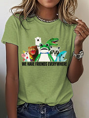 Women's 8647 FDT Funny Frog Printed T-Shirt