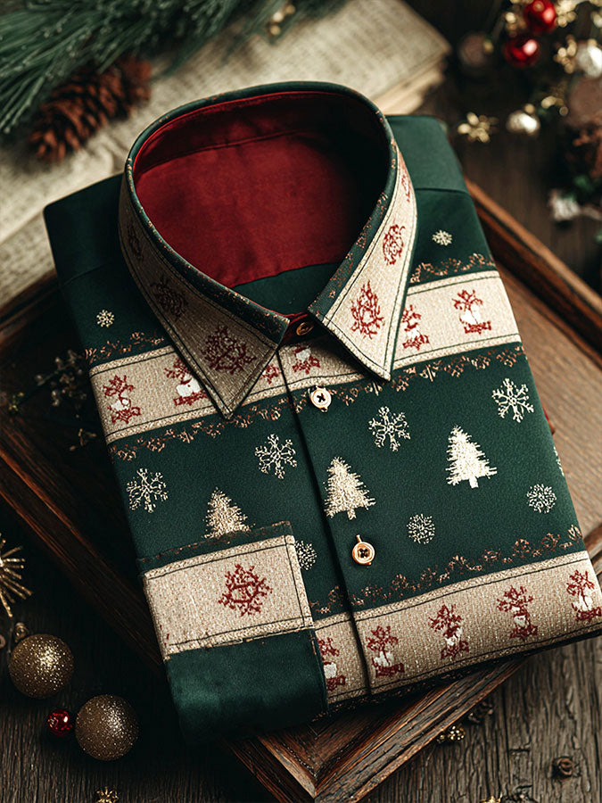 Men's Christmas Art Printed Shirt