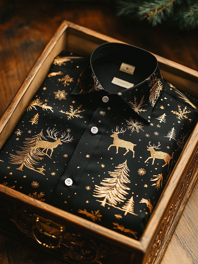 Men's Christmas Art Printed Shirt