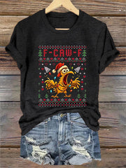 Women's Funny Christmas F-Caw-F Print Casual Tee