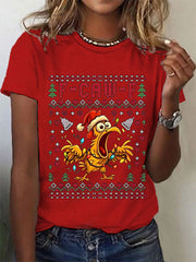 Women's Funny Christmas F-Caw-F Print Casual Tee