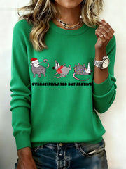 Women's Overstimulated But Festive Possum Christmas Sweater