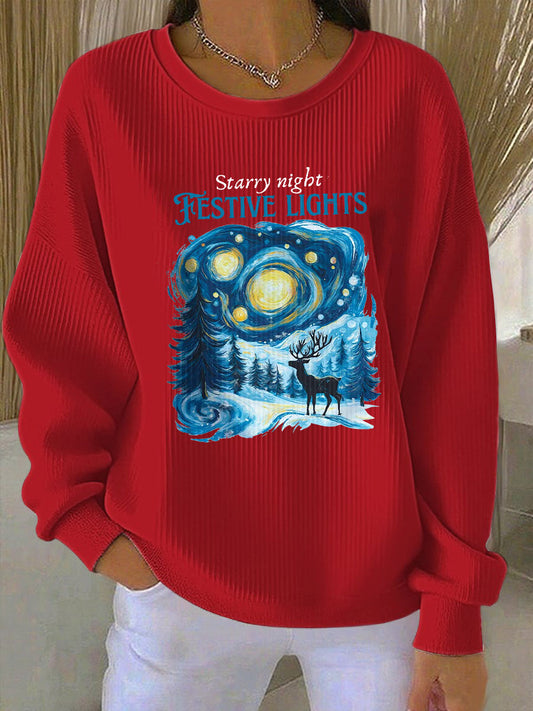 Women's Christmas Night Scene Printed Casual Sweatshirt