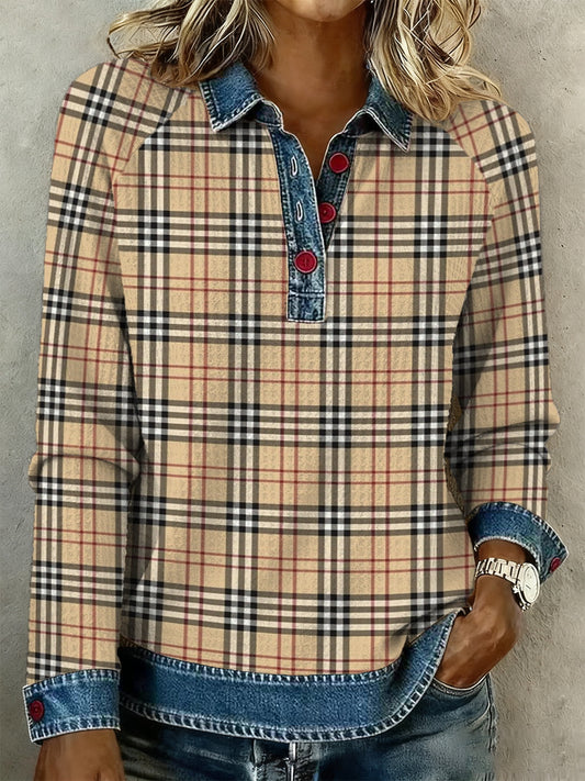Women's textured denim collar shirt