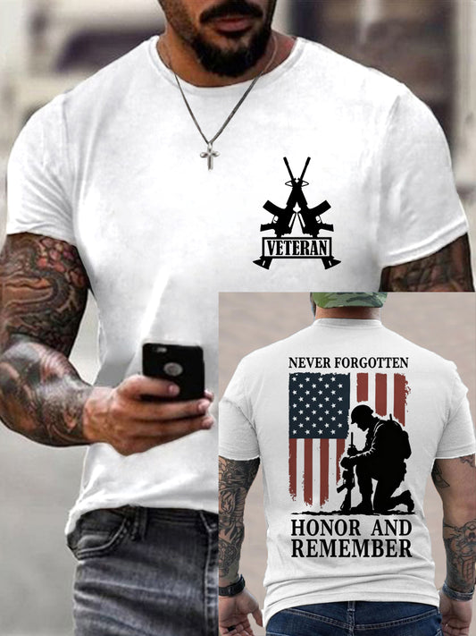 Men's Honor & Remember USA Veterans USA Flag Print Tee