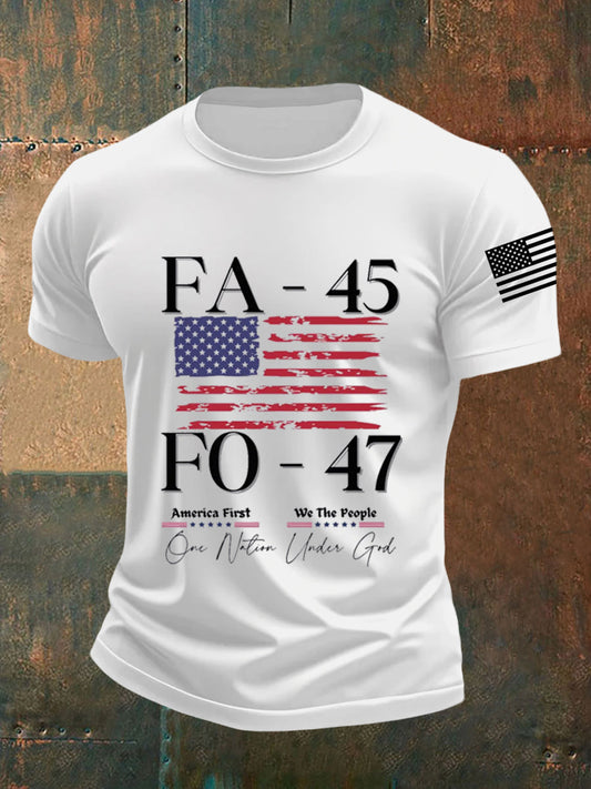 Men's FAFO America First Patriotic USA Flag Print Tee
