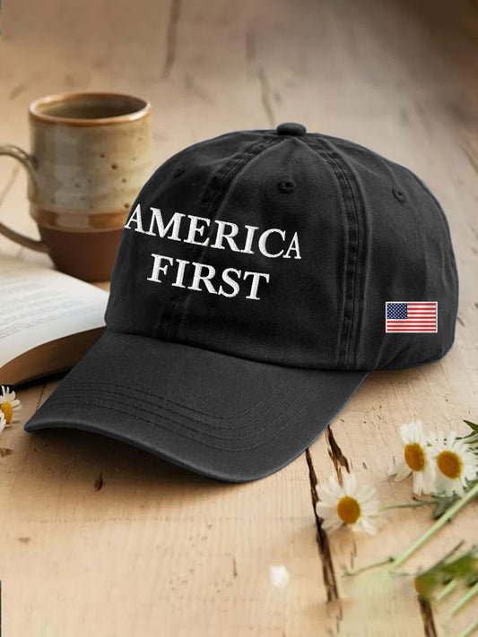 Unisex America First Patriotic USA Flag Hat