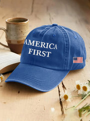 Unisex America First Patriotic USA Flag Hat