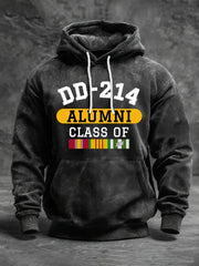 Men's Retro DD-214 Veteran Print Casual Hoodie