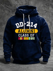 Men's Retro DD-214 Veteran Print Casual Hoodie