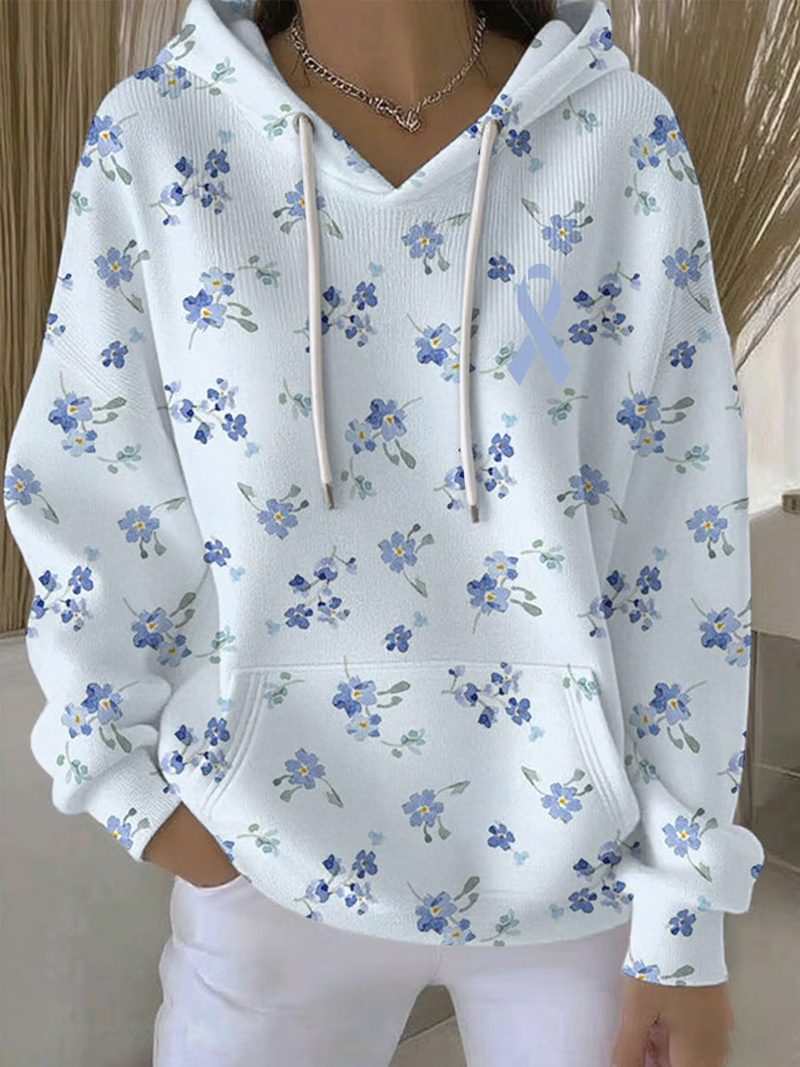Women's Diabetes Awareness Print Casual Hoodie