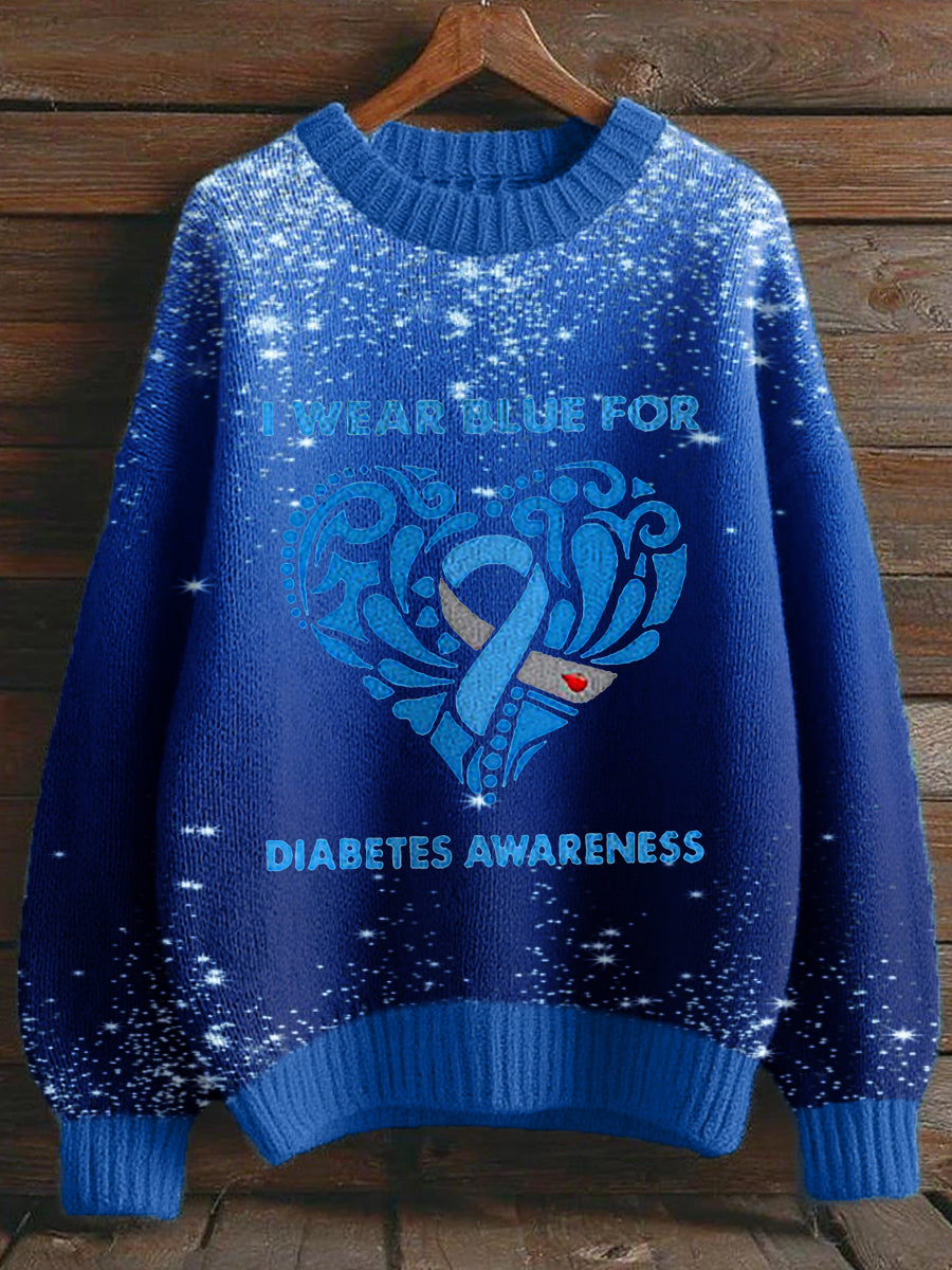Unisex TWEAR BLUE FOR DIABETES AWARENESS Crew Neck Sweater