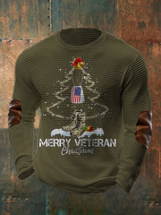 Men's Funny Veteran Christmas Printed Waffle Tops