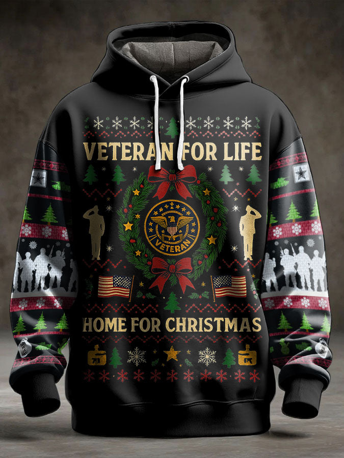 Men's Funny Veteran Christmas Printed Hoodie