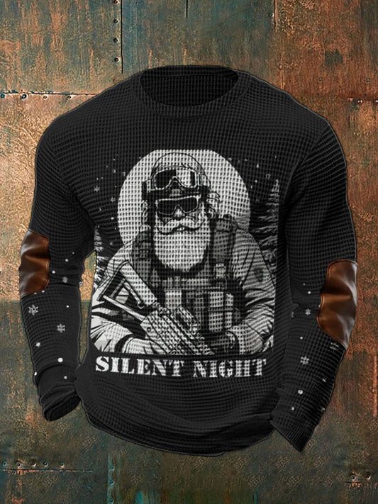 Men's Funny Veteran Christmas Printed Waffle Tops