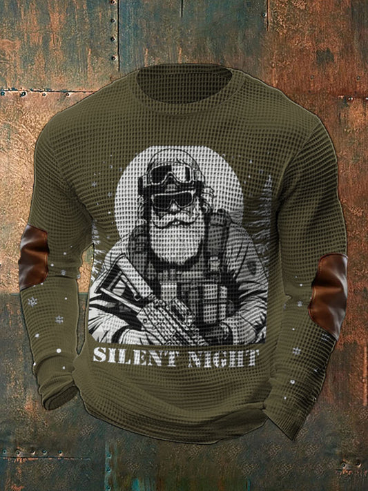 Men's Funny Veteran Christmas Printed Waffle Tops