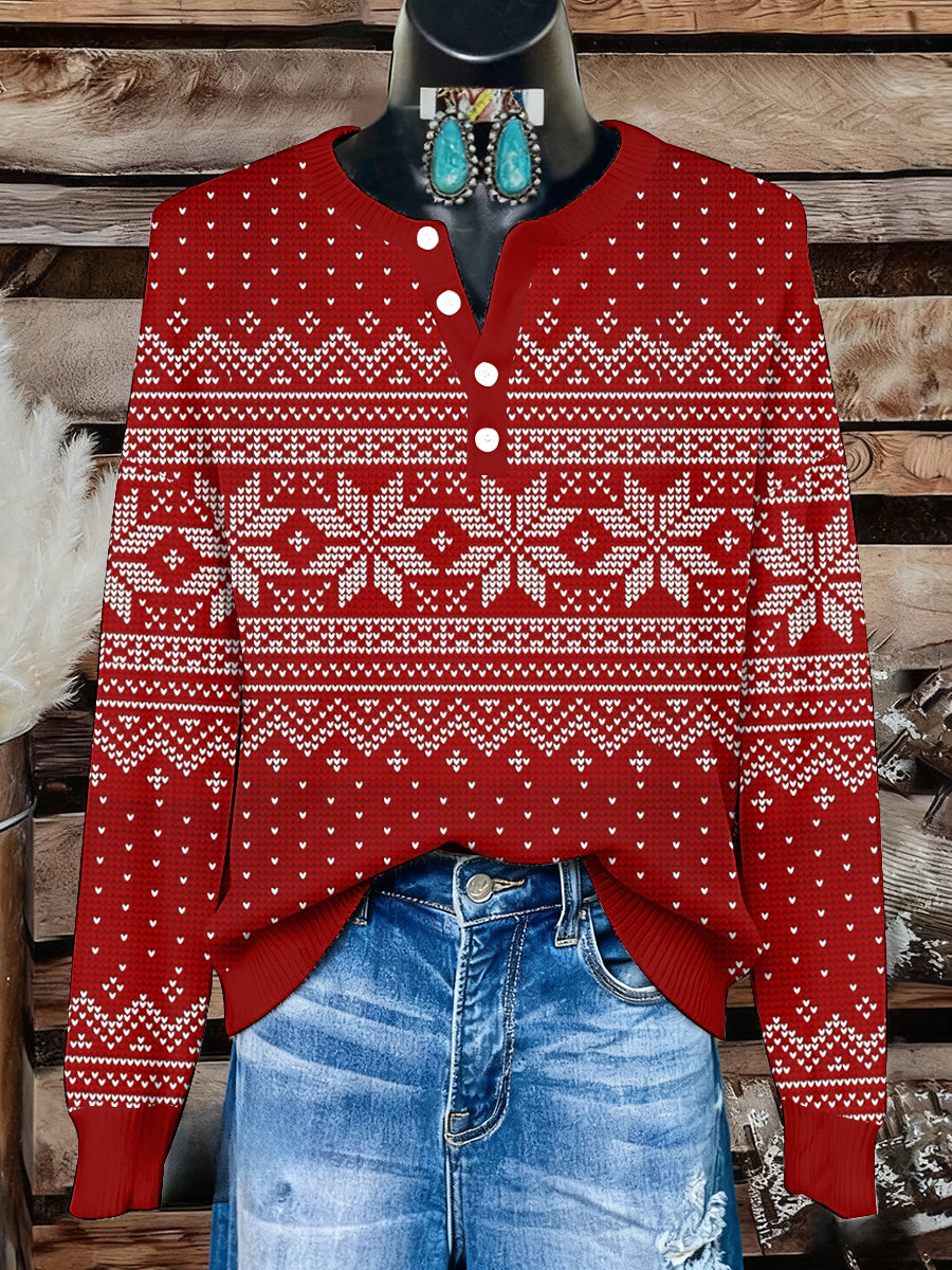 Women's Christmas Print Knit Top
