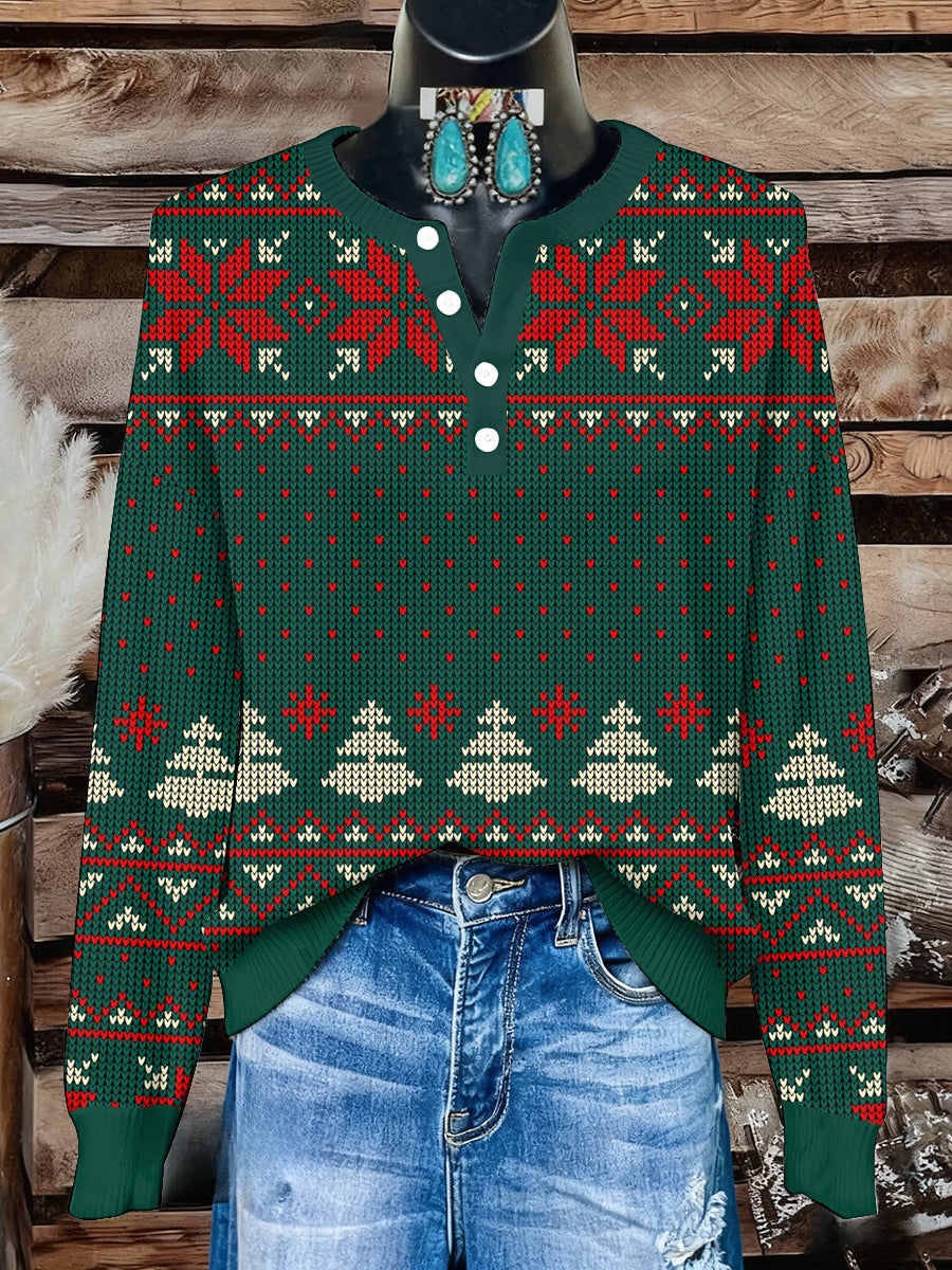 Women's Christmas Print Knit Top
