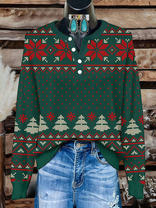 Women's Christmas Print Knit Top