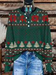 Women's Christmas Print Knit Top