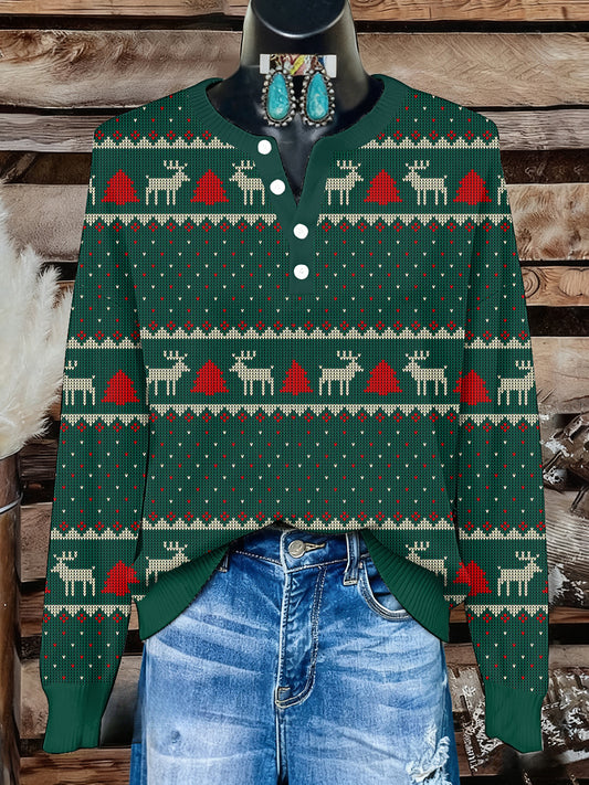 Women's Christmas Print Knit Top