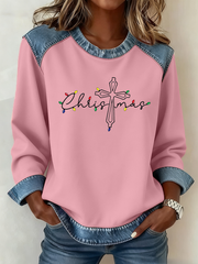 Women's Christmas Cross Print Casual Top