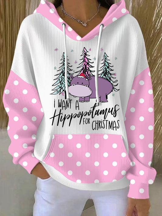 Women's I Want A Hippopotamus For Christmas Casual Hoodie