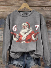 Women's Funny 67 Six Seven Meme Christmas Print Sweatshirt