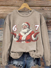 Women's Funny 67 Six Seven Meme Christmas Print Sweatshirt