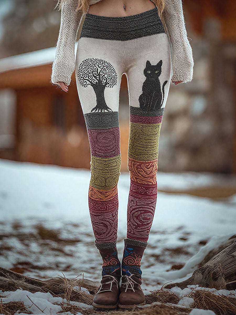 Women's Tree of Life Cat Print Leggings