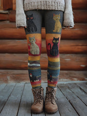 Women's Vintage Cats Print Leggings