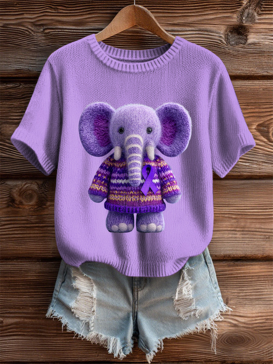 Women's Alzheimer's Purple Elephant Short-sleeved T-shirt