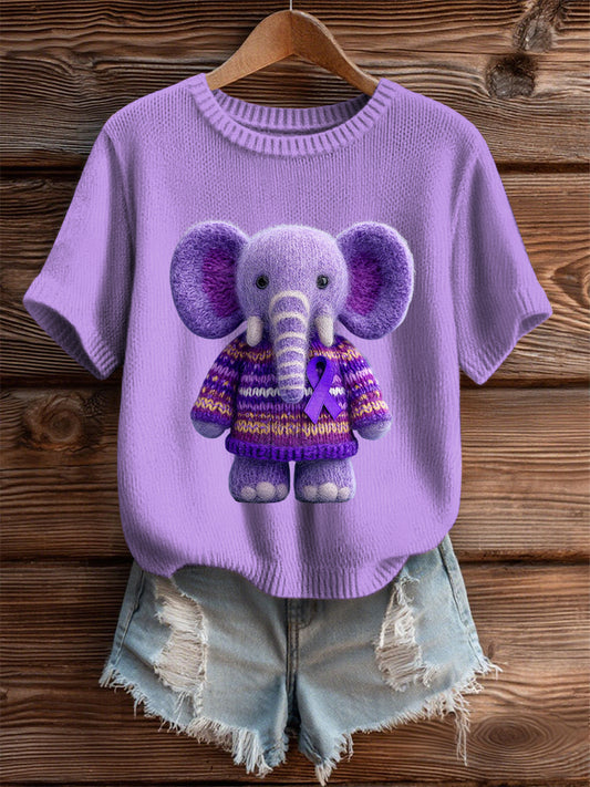 Women's Alzheimer's Purple Elephant Short-sleeved T-shirt