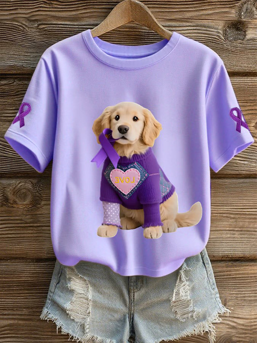 Women's Alzheimer's Purple Dog Short-sleeved T-shirt