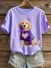 Women's Alzheimer's Purple Dog Short-sleeved T-shirt