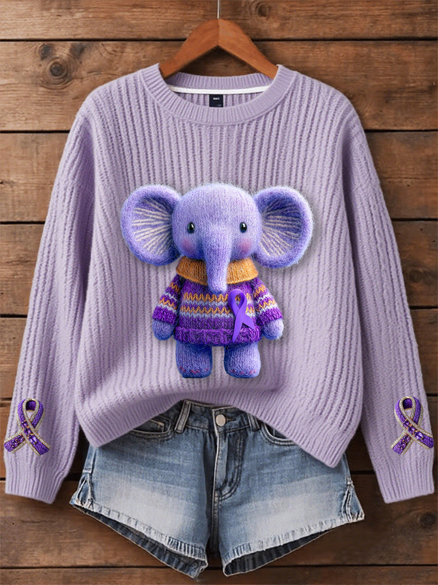 Women's Alzheimer's Purple Elephant Sweatshirt
