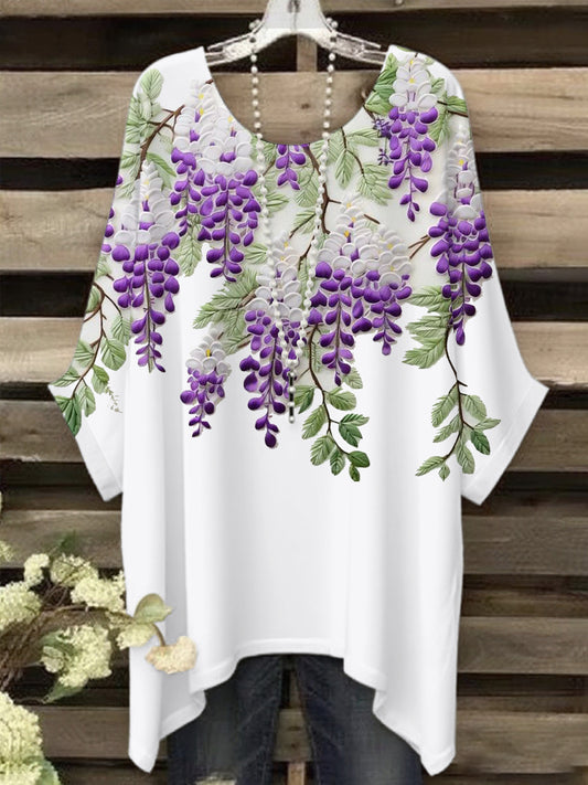 Women's Purple Flora Art Print T-Shirt