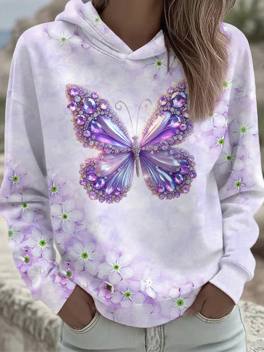 Women's Purple Butterfly Art Print Sweatshirt
