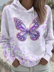 Women's Purple Butterfly Art Print Sweatshirt