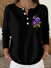 Women‘s Casual Purple Floral long-sleeve cardigan